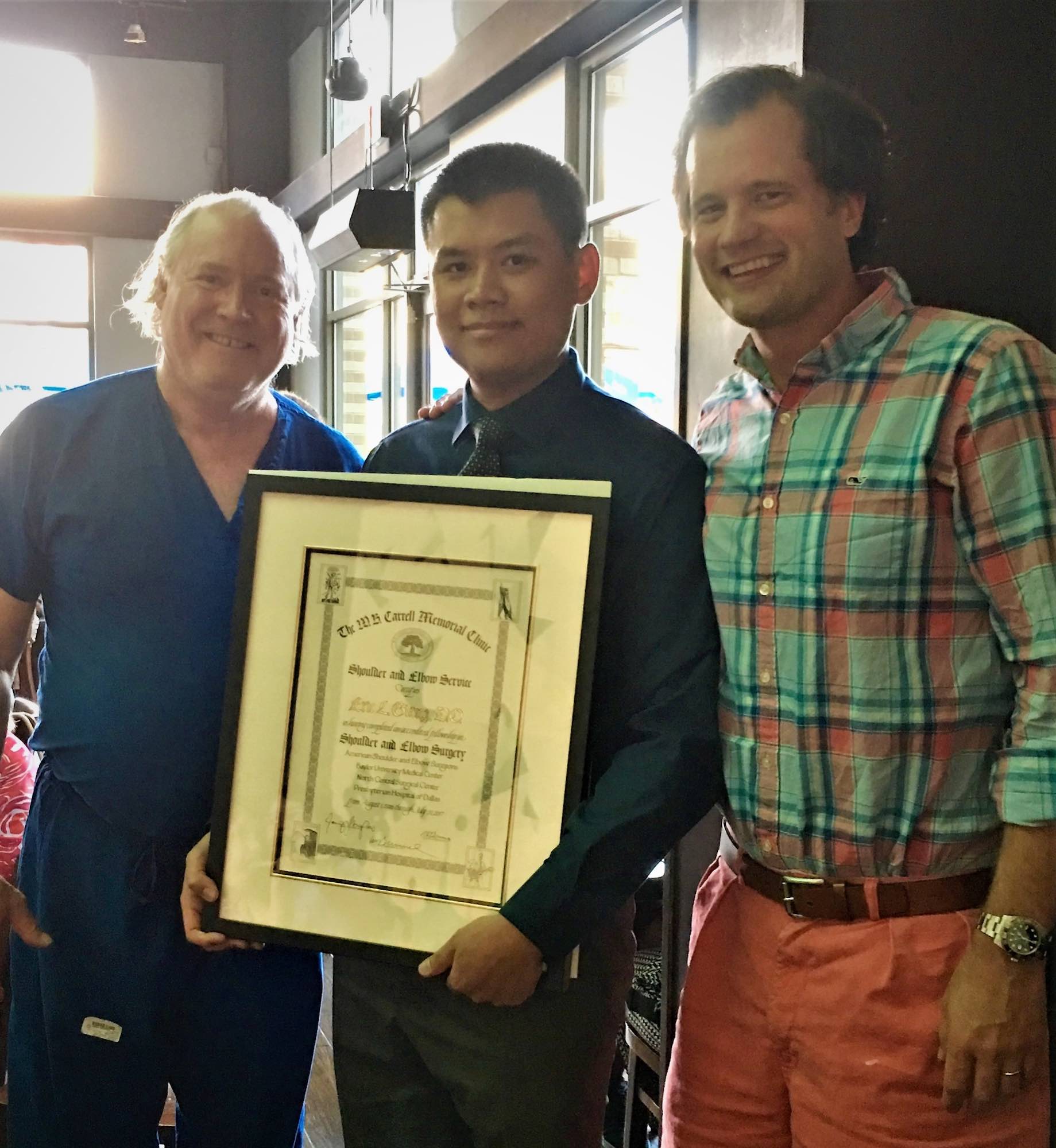 Dr. Eric Giang recognized for shoulder and elbow training