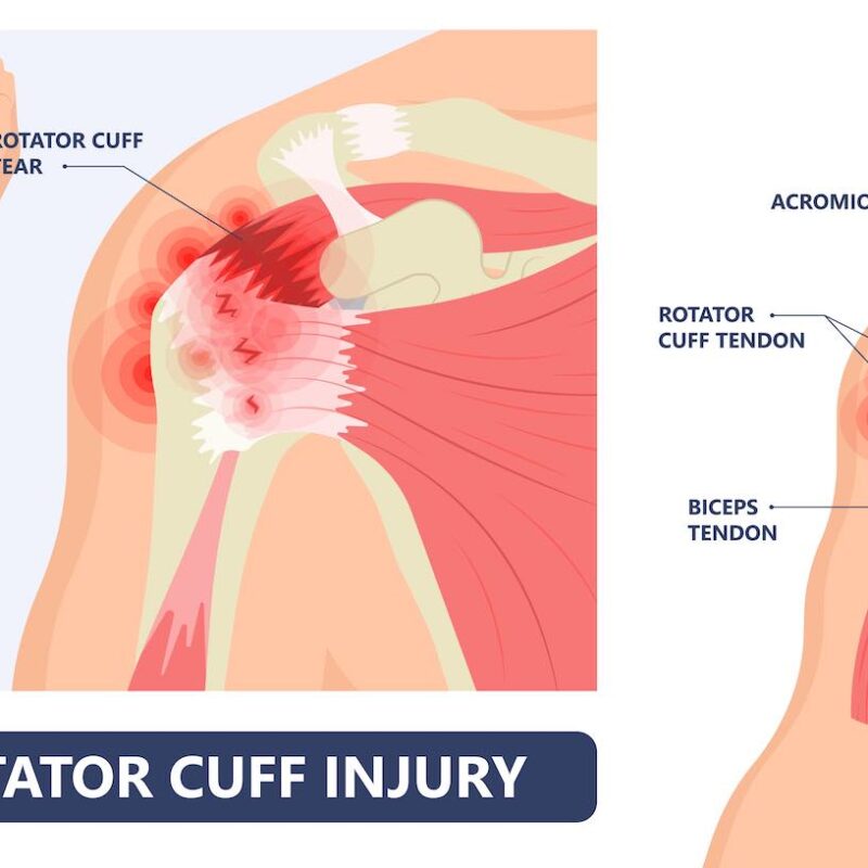 Rotator cuff tears causing pain in shoulder