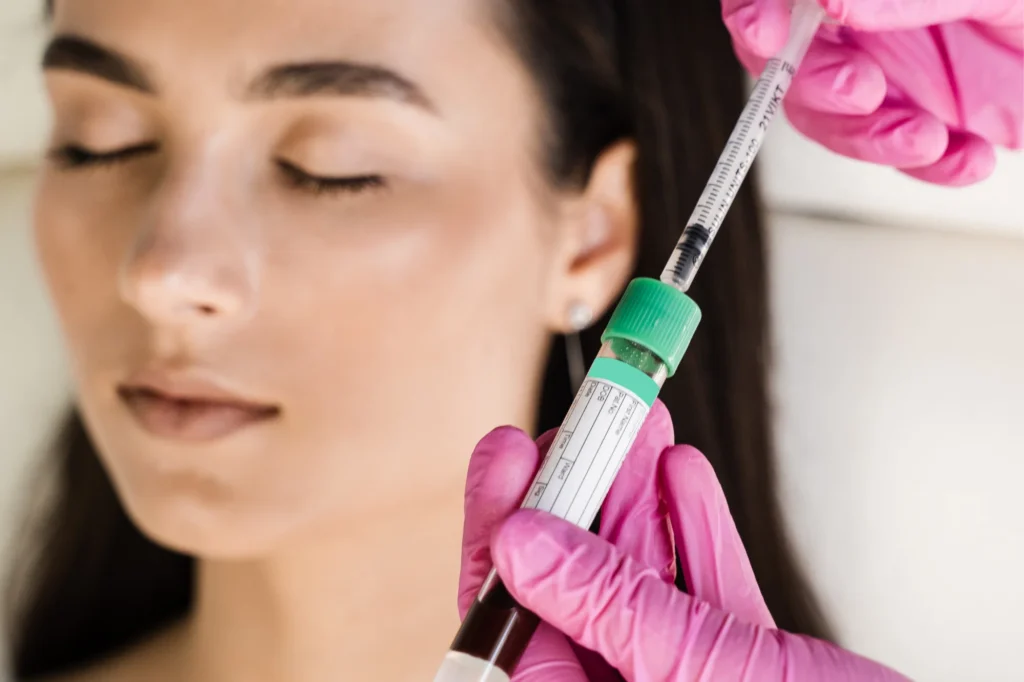 Woman getting injection from a doctor